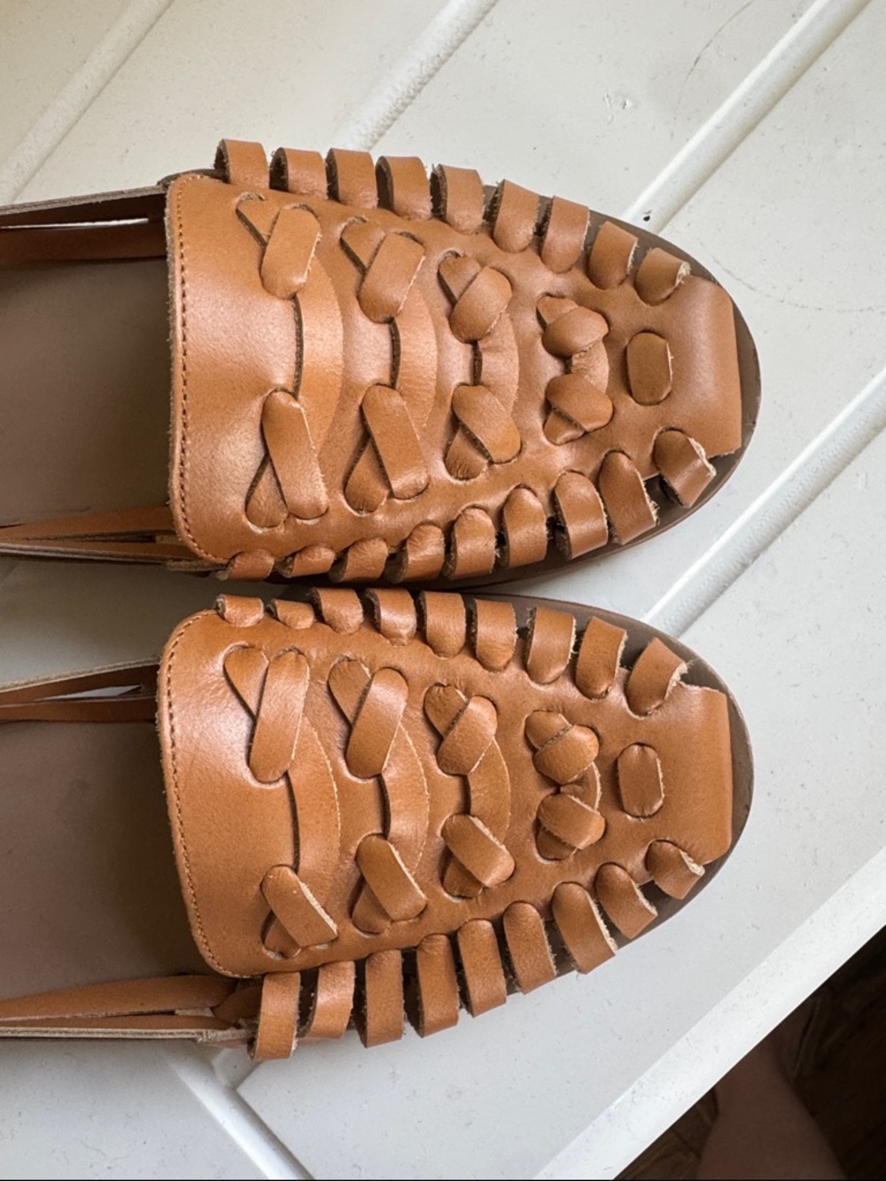 Nisolo Tan Braided Leather Huarache Flats with Box - Picture 8 of 13